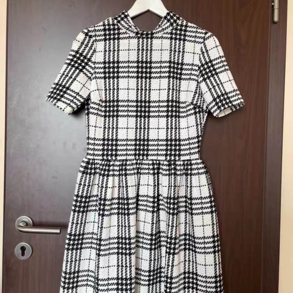 Classic Black and White Plaid Dress